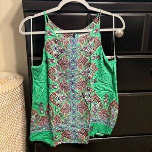 Green scarf print sleeveless top